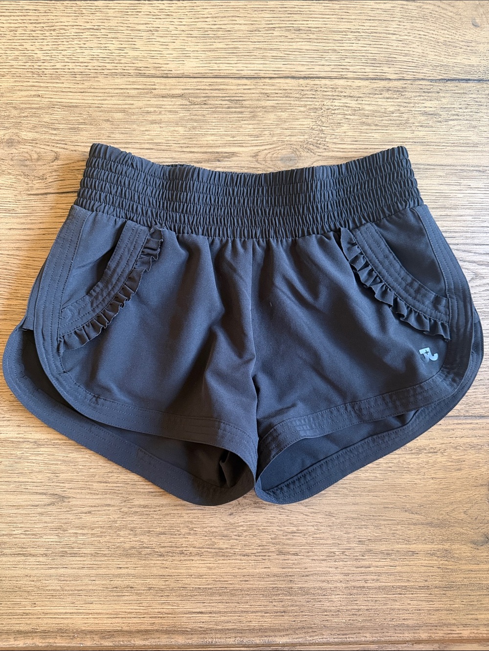 Jo & Jax Black Dance Shorts with Ruffle Pocket Trim